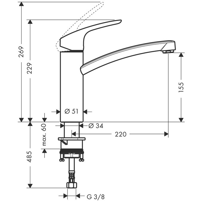 Köögisegisti Hansgrohe Focus 31806000, kroom