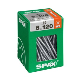 Puidukruvi Spax T30, 6 x 120 mm, valge, 75 tk