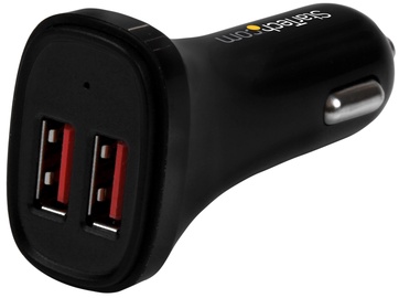 Automobilinis įkroviklis StarTech, Cigarette Lighter Socket/2 x USB 3.0 Type A, 0.075 m, juoda