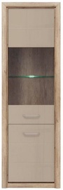 Black Red White Koen 2 Glass-Door Cabinet 63x200x40cm Monument Oak/Gray Sand Gloss