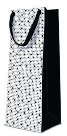 Paw Decor Collection Gift Bag Bottle Dots Texture Black 12x10x37cm