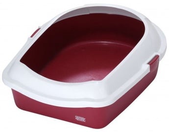Кошачий туалет Europet Bernina Eco M, белый/красный, oткрытый, 560 x 430 x 140 мм