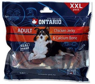 Barības piedevas suņiem Ontario Dog Chicken Jerky & Calcium Bone 500g