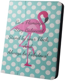 GreenGo Universal Tablet Book Case For 7-8" Flamingo And Dots