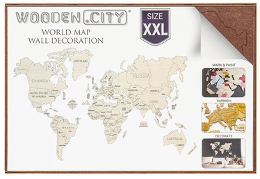 3D пазл Wooden City World Map XXL Dark Brown, 110 шт.