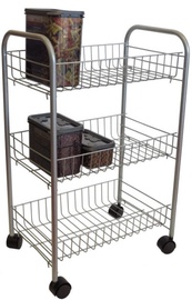 Asi Collection Rolling Cart 3 Shelves Grey