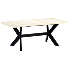 Обеденный стол VLX Solid Mango Wood 247431, белый/черный, 1800 мм x 900 мм x 750 мм