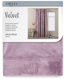 AmeliaHome Velvet Pleat Curtains Mauve 140x245cm