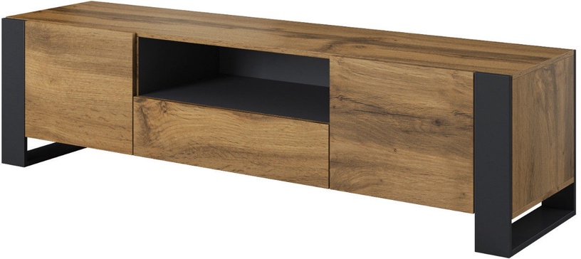 TV staliukas Cama Meble Wood, rudas/juodas/pilkas/ąžuolo, 180 cm x 44 cm x 48 cm