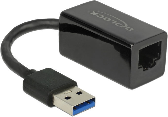 Адаптер Delock USB Type-A Male to Gigabit LAN 10/100/1000Mbps RJ-45, USB 3.1, 0.13 м, черный