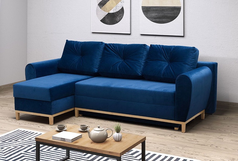 Stūra dīvāns Idzczak Meble Provo, zila, 249 x 143 cm x 97 cm