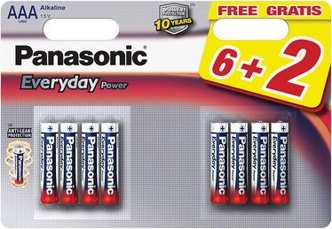 Elementai Panasonic LR03EPS, AAA, 1.5 V, 8 vnt.