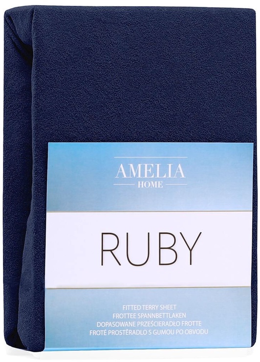 Voodilina AmeliaHome Ruby, tumesinine, 180 x 200 cm, kummiga