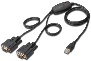 Adapteris Digitus USB to RS232 x2 USB, RS-232 male, 1.5 m, melna