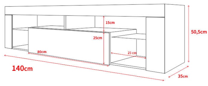 TV-laud Everest 2, pruun, 140 cm x 33 cm x 50.5 cm