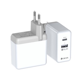 Devia USB Wall Quick Charger + Type-C White