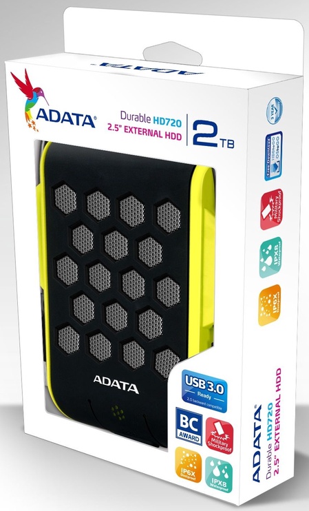 Kietasis diskas Adata HD720, HDD, 2 TB, juoda/žalia