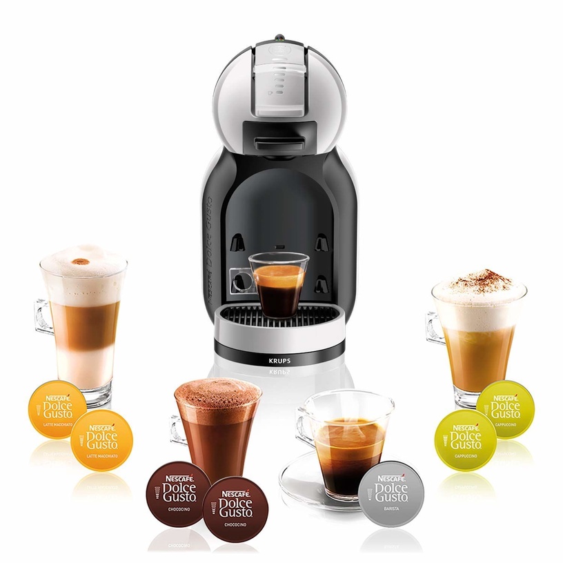 Kapsulas kafijas automāts Krups Dolce Gusto Mini Me KP123B, balta/pelēka
