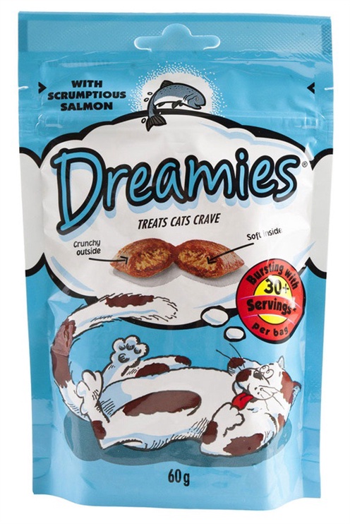 Лакомство для кошек Dreamies Snacks, лосось, 0.06 кг