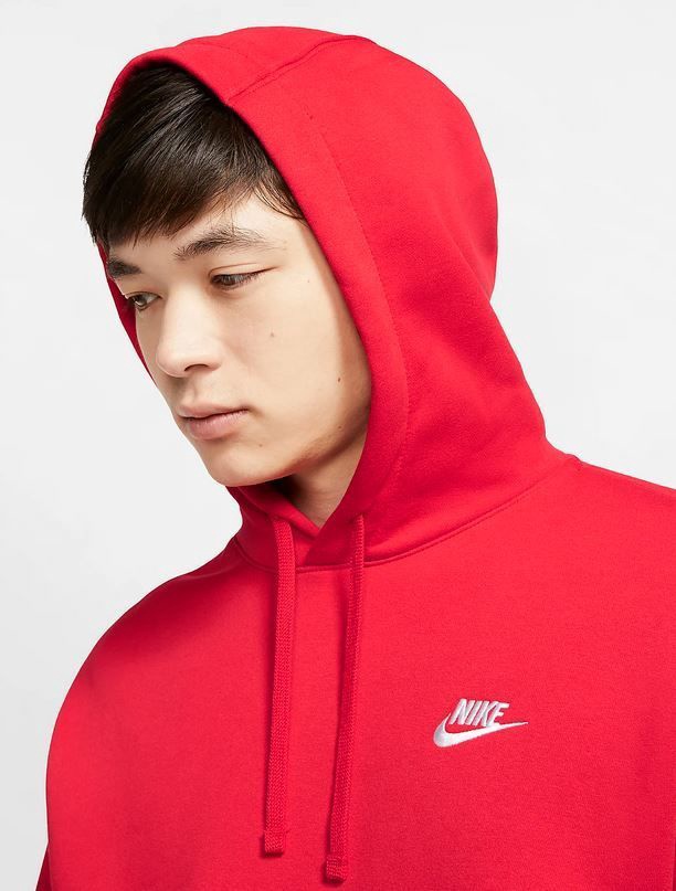 nike club pullover hoodie red