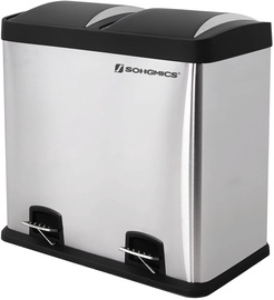 Songmics Trash Can 57.5x59x33cm Silver/Black