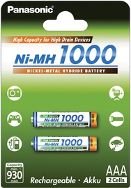 Panasonic NiMh rechargeable battery 2 x AAA 1000mAh