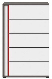 Black Red White Graphic Chest Of Drawers White/Wolfram Grey/Red