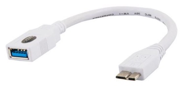 Adapteris Savio Micro USB B male, USB 3.0 female, 0.2 m, balta