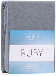 Простыня AmeliaHome Ruby, серый, 160x200 см, на резинке