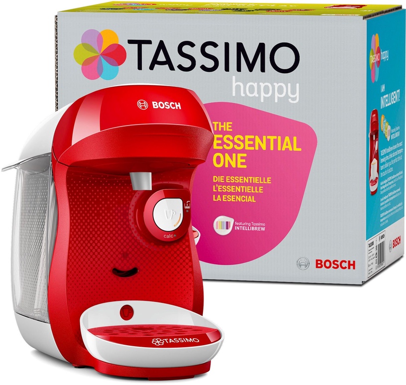 Kapsulas kafijas automāts Bosch Tassimo Happy TAS1006, balta/sarkana