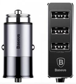 Baseus Premium Tripple USB Quick Charge Car Charger Black