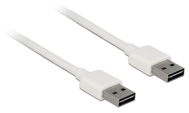 Juhe Delock USB-A - USB-A USB 2.0 A male, USB 2.0 A male, 0.5 m, valge
