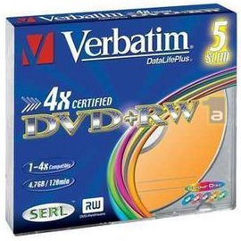 Накопитель данных Verbatim DVD + RW Slim Colour 5pcs
