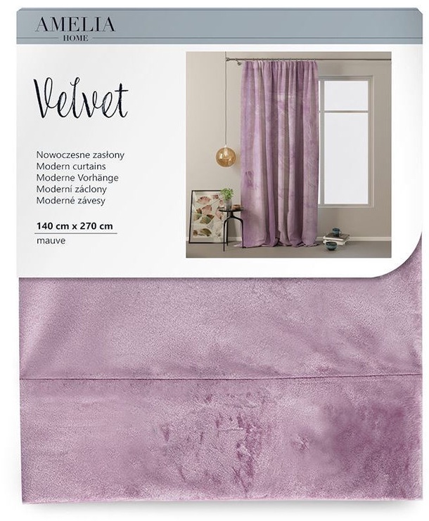Ночные шторы AmeliaHome Velvet Pleat, светло-фиолетовый, 140 см x 270 см