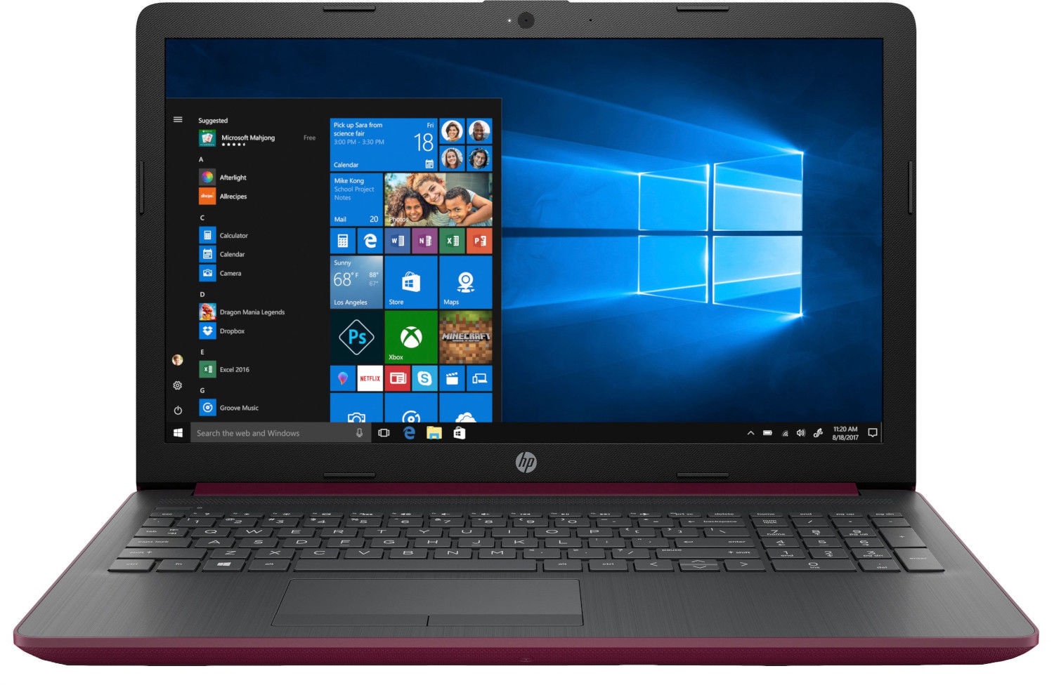 Ноутбук HP 15 15-da0997na Maroon Burgundy 4BA37EA#ABU, Intel® Pentium®  Silver N5000, 4 GB, 1 TB, 15.6 ″, Intel UHD Graphics 605, фиолетовый -  K-rauta