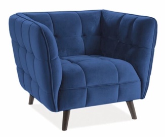 Fotelis Modern Castello 1 Velvet, mėlynas/rudas, 92 cm x 85 cm x 78 cm
