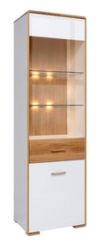 Black Red White Bari REG1W1DL LED Glass Door Cabinet White/Oak