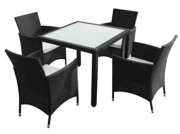 Āra mēbeļu komplekts VLX Poly Rattan 43122, melns, 4 sēdvietas