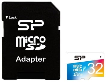 Atmiņas karte Silicon Power 32GB microSDHC Elite Colorful UHS-I Class 10 + SD Adapter