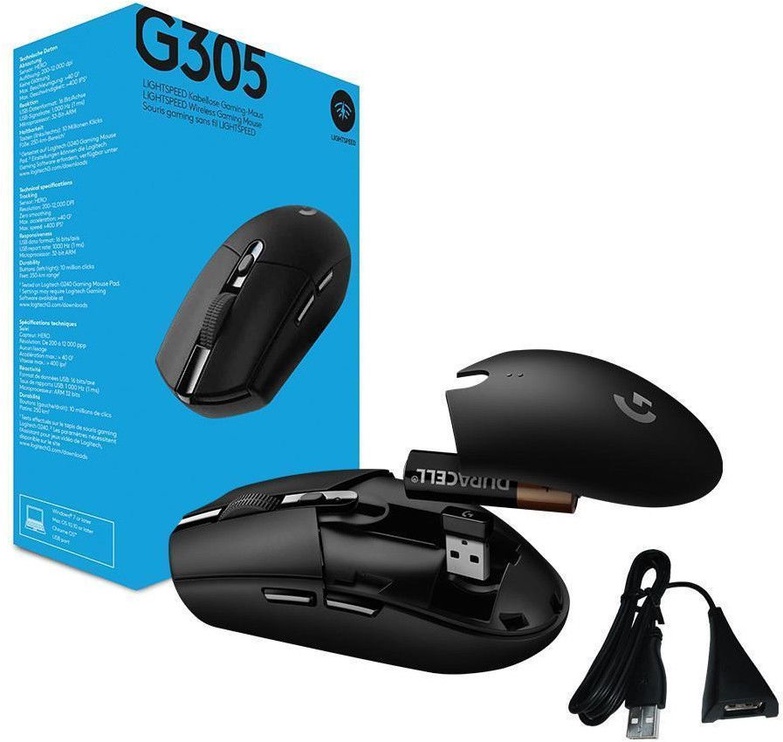 Belaidė žaidimų pelė Logitech G305 Recoil, juoda