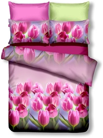 Gultas veļas komplekts DecoKing Emerald, zaļa/rozā, 155x220/80x80 cm