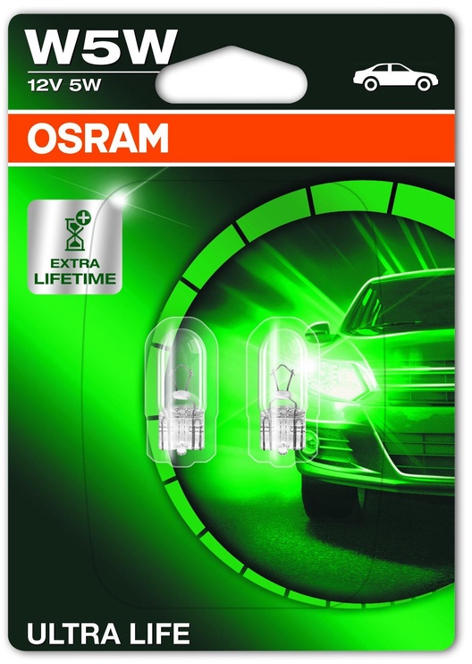 Автомобильная лампочка Osram 5W 12V W2.1 x 9.5D 2825ULT-02B 2pcs