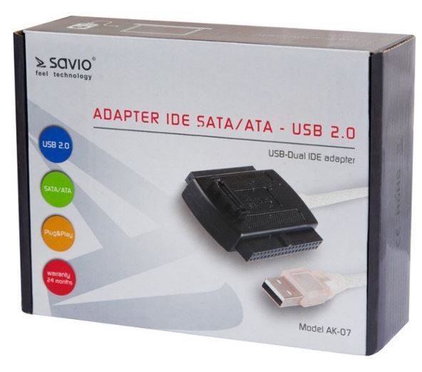 Adapteris Savio IDE / SATA, USB 2.0 A male, 0.17 m