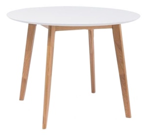Pusdienu galds Signal Meble Scandinavian Mosso II, balta/ozola, 1000x1000x750mm