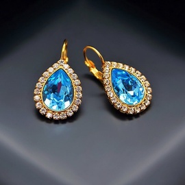 Diamond Sky Earrings With Crystals From Swarowski Heavenly Drop Aquamarine Blue