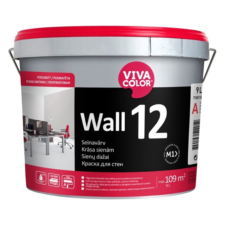Краска для стен Vivacolor Wall 12, белый, 9 л