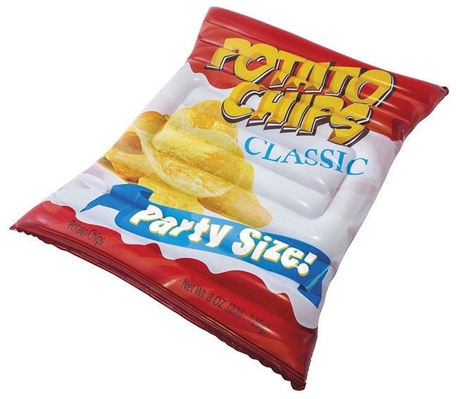 Täispuhutav madrats Intex Potato Chips, sinine/valge/punane, 178 cm x 140 cm