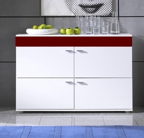 Cama Meble Logo II 120 Chest Of Drawers White/Burgundy Gloss