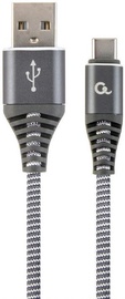 Gembird USB To USB Type - C Premium Cotton Braided Cable Grey / White 2M