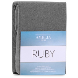 Простыня AmeliaHome Ruby 72, серый, 200x180 см, на резинке